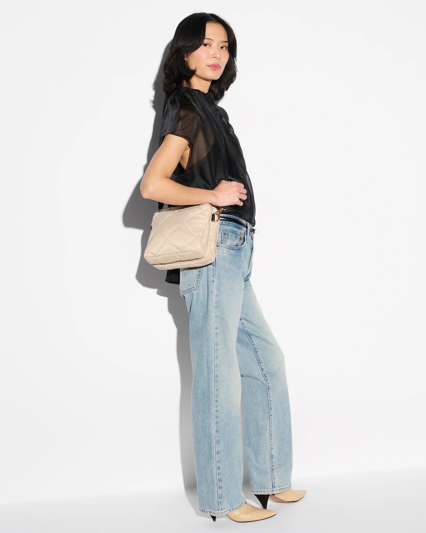 Madison Crossbody - Buff/Black