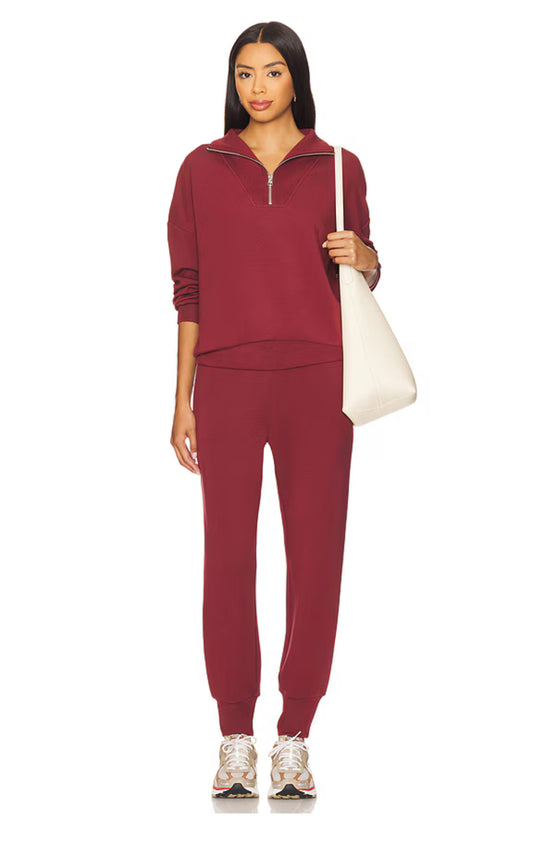Hawley Half Zip/Slim Cuff Pant - New Maroon