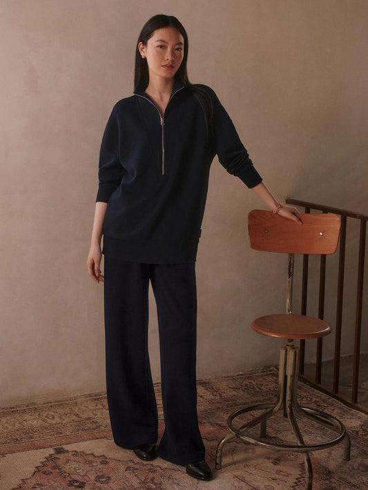 Hawley Half Zip/Wide Leg Pant - Navy