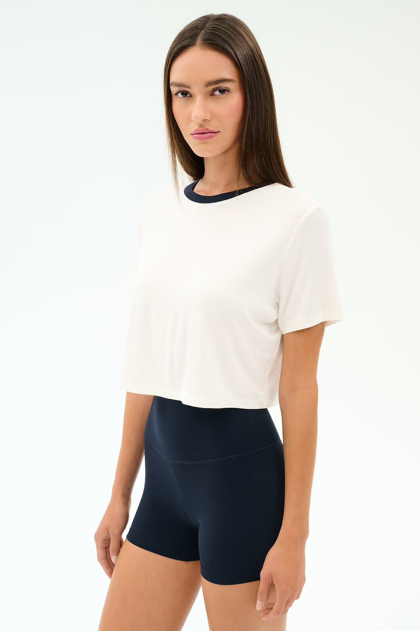 Djuna Crop Tee - White/Indigo