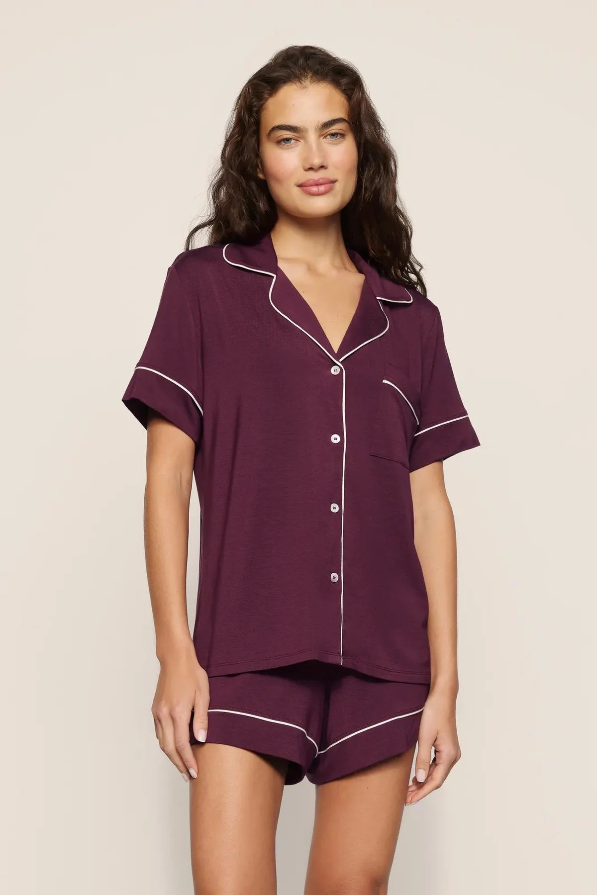 Gisele Relaxed Short PJ Set - Wildberry/Ivory