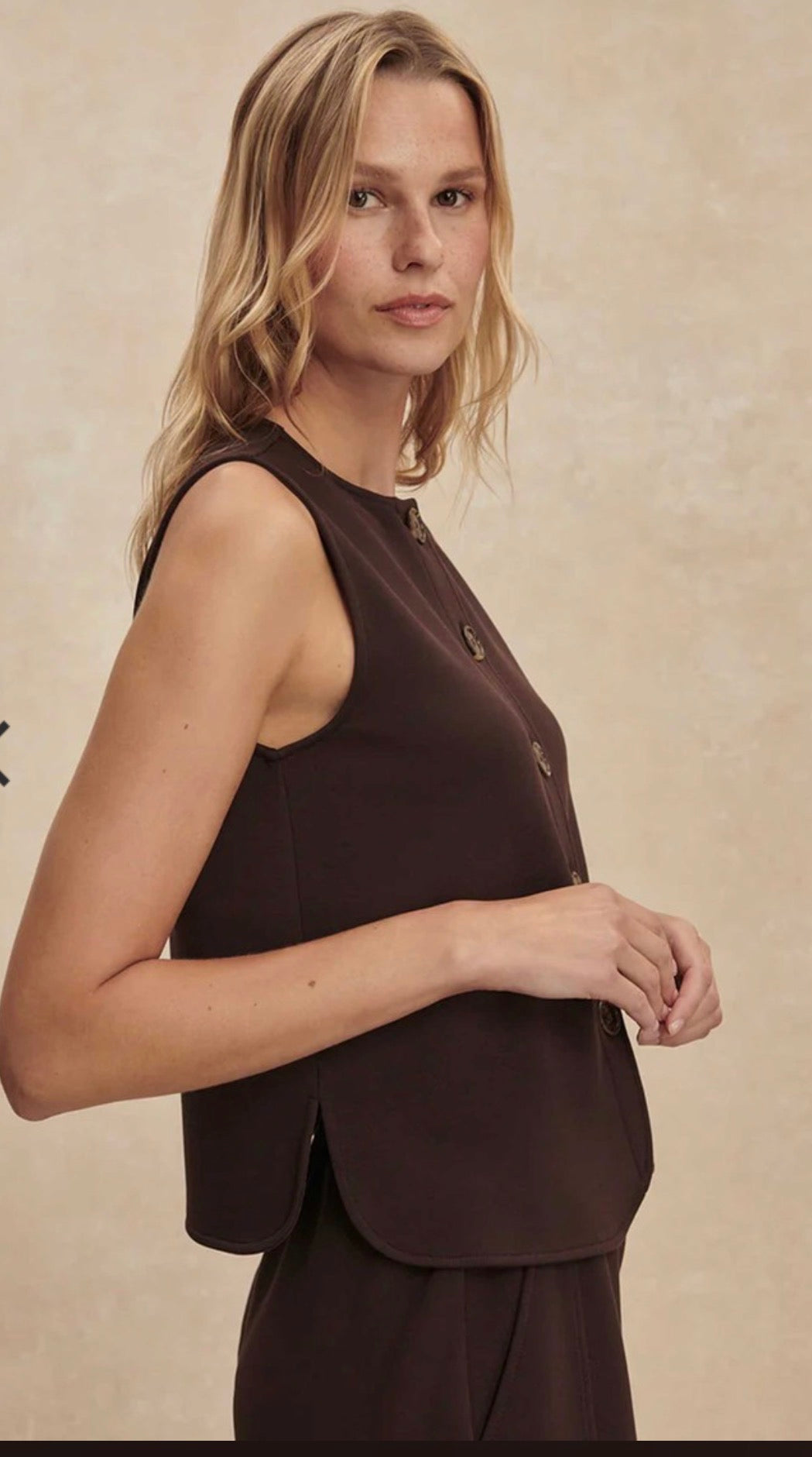 Josie Button Tank/Short - Coffee Bean