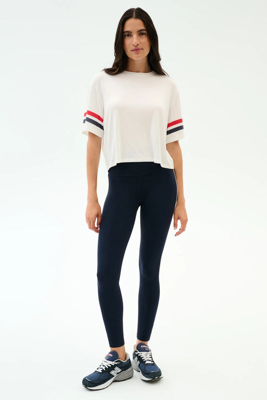 Ava Jersey Tee - White/Indigo