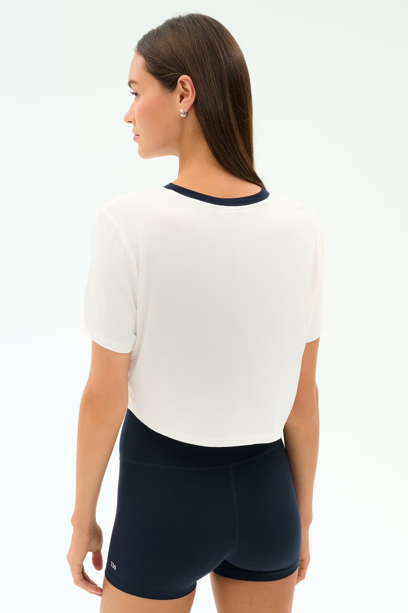Djuna Crop Tee - White/Indigo