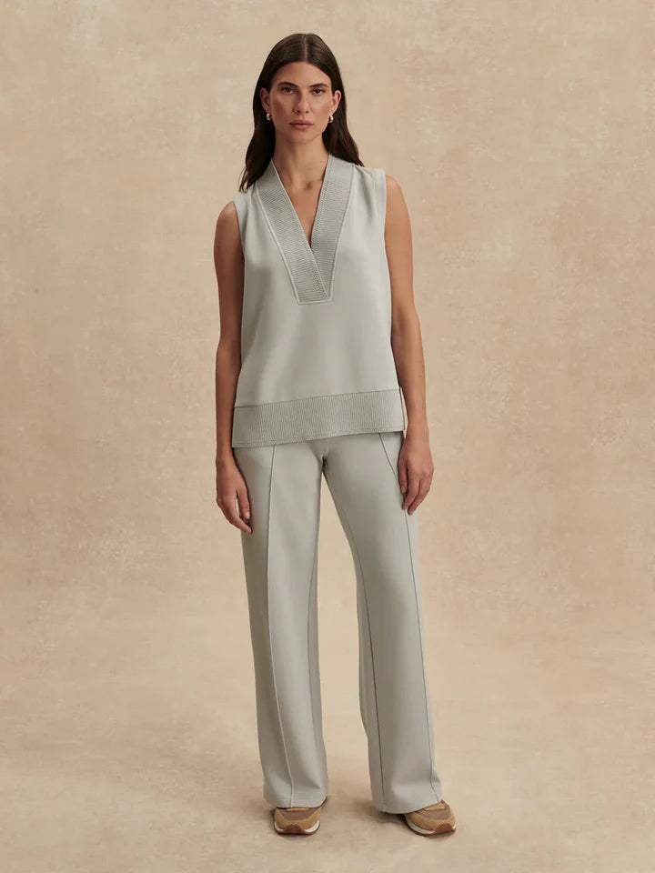 Freida V Neck/Wide Leg Pant - Blue Clay