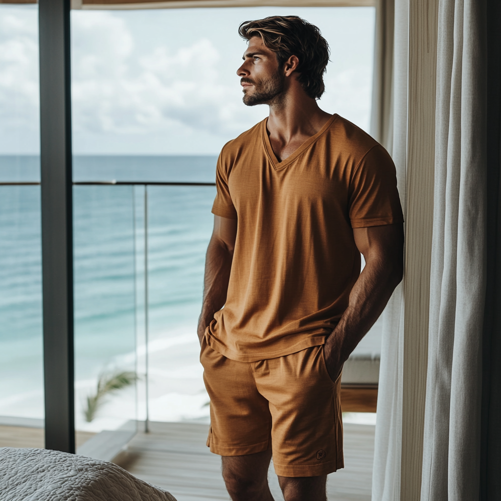 Thrive PJ Set - Camel V Neck