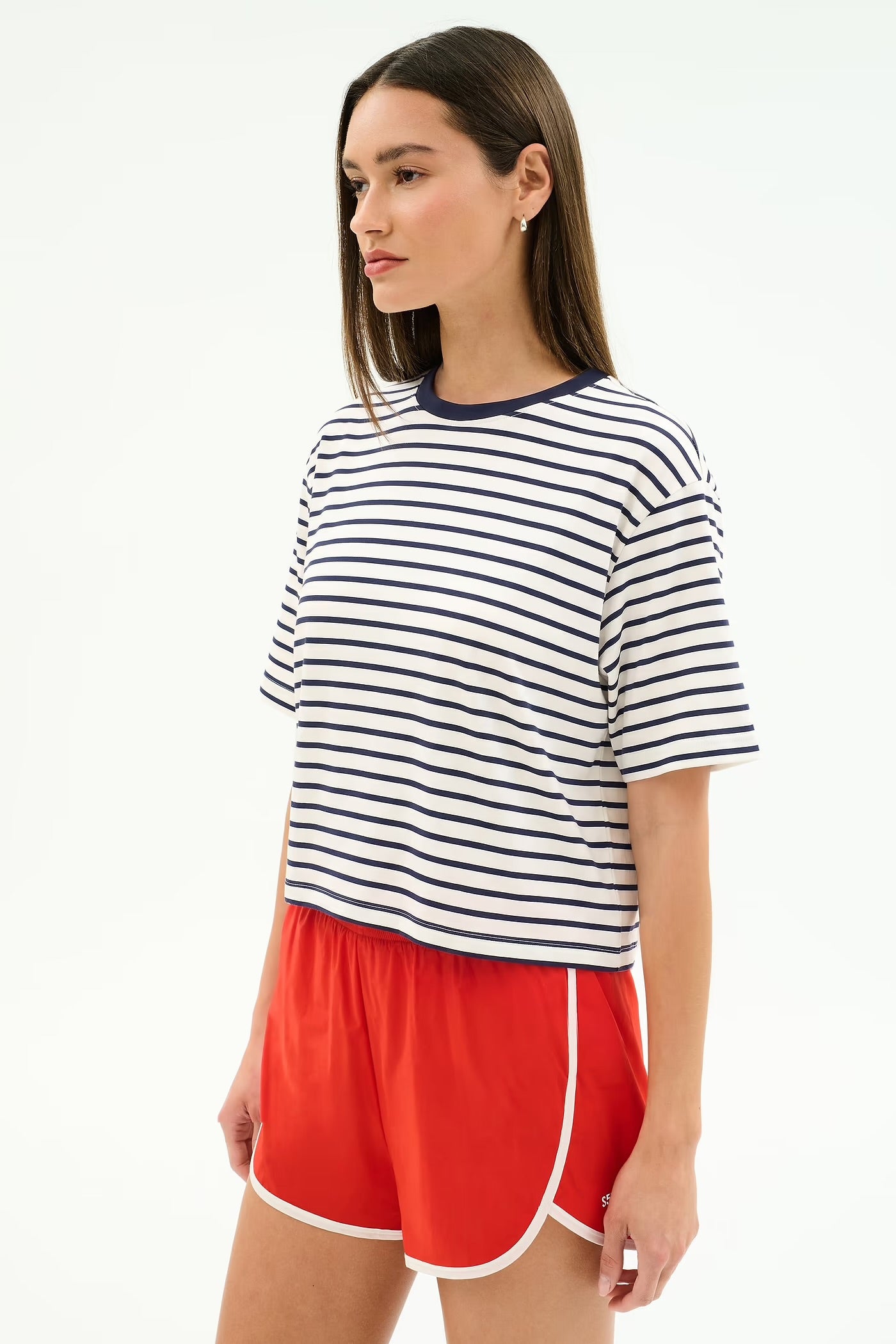Djuna Tee - White/Indigo Stripes