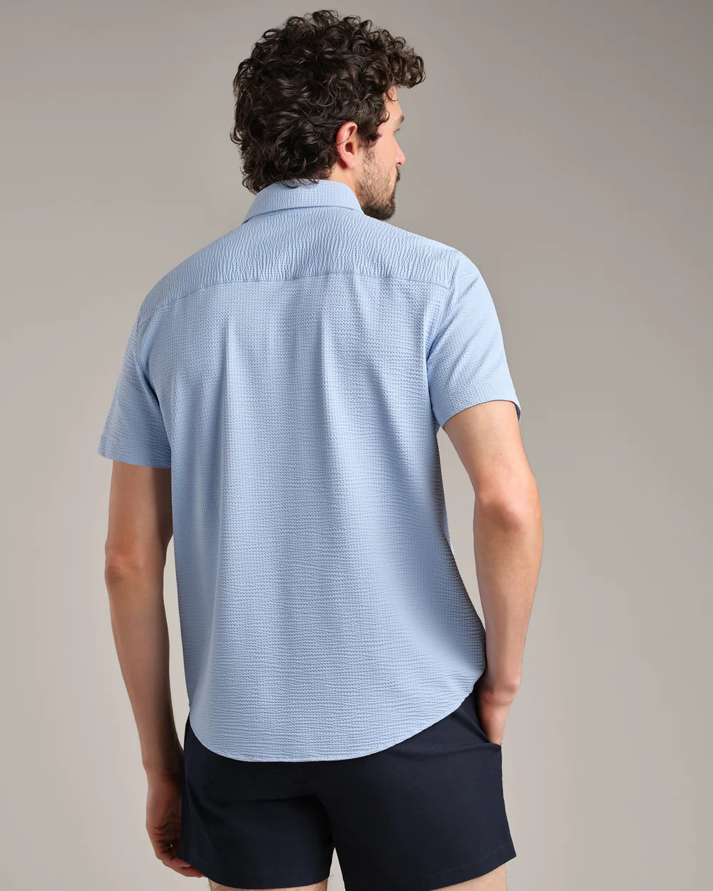 Commuter Seersucker Short Slv - Light Blue