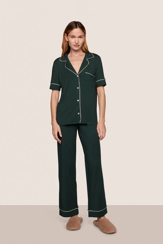 Gisele Short Slv/Pant PJ Set- Pine/Ivory