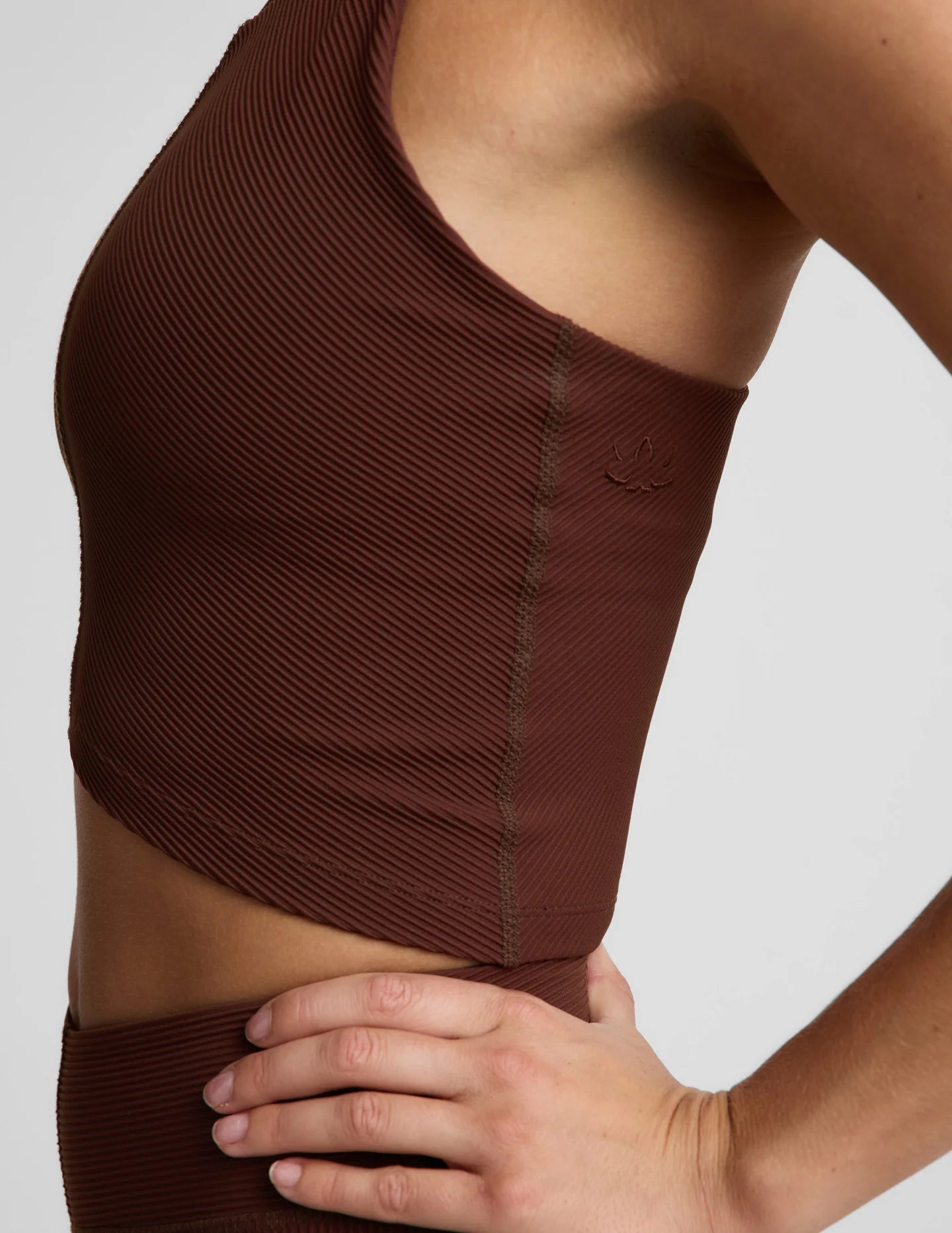 Impulse Ribbed High Neck Tank - Iced Mocha