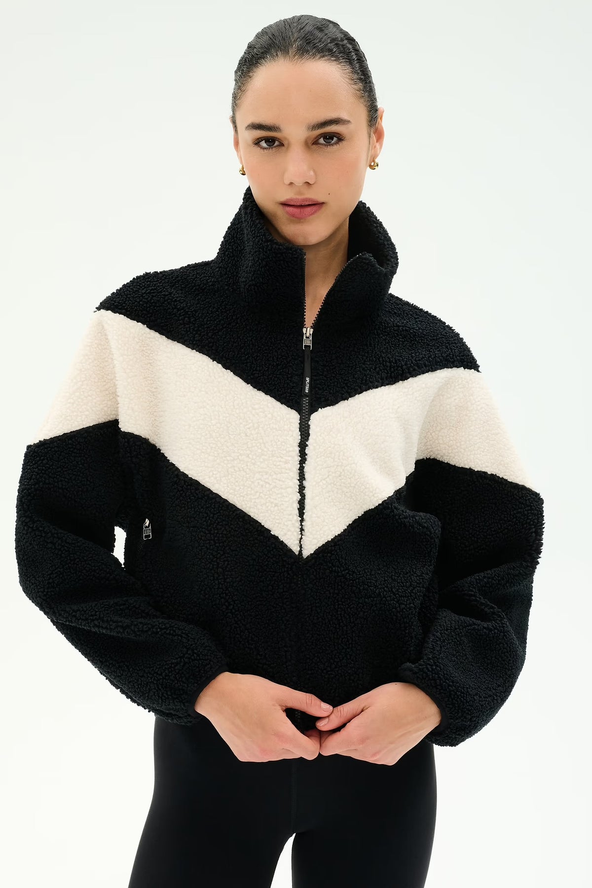 Lottie Sherpa Jacket - Black/Creme
