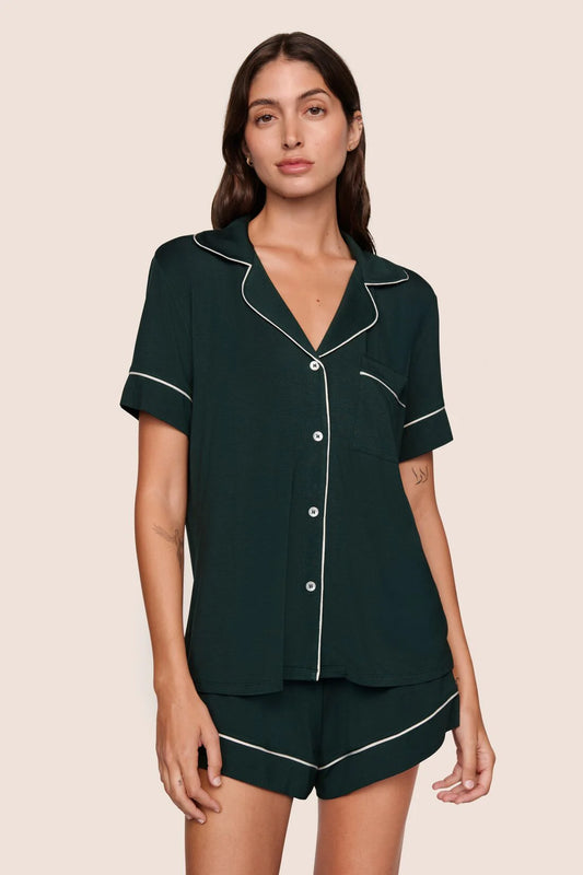 Gisele Relaxed Short PJ Set - Pine/Ivory
