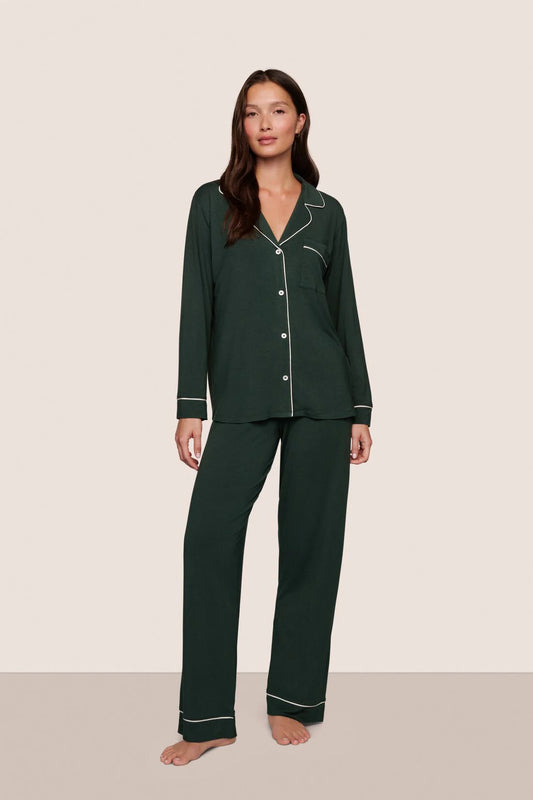 Gisele Long PJ Set - Pine/Ivory