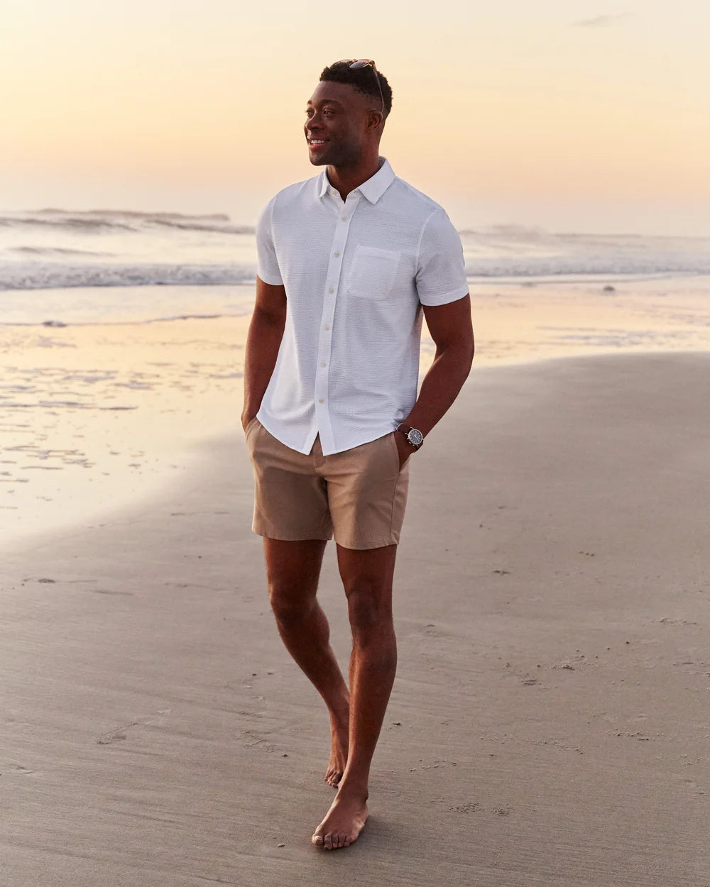 Commuter Seersucker Short Slv - White