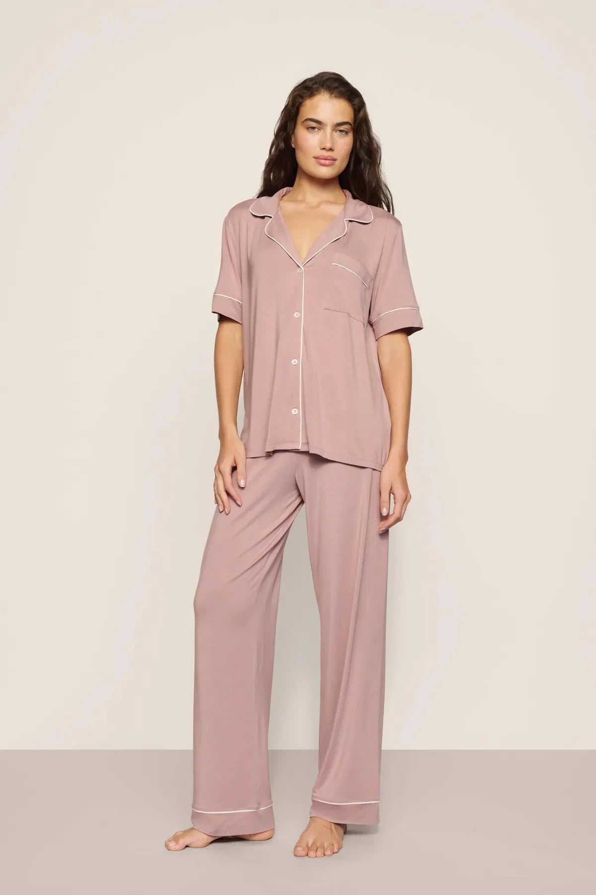 Gisele Short Slv/Pant Set - Woodrose/Ivory