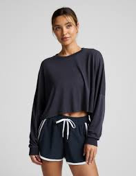 Studio Luxe Cropped LS Tee - Navy
