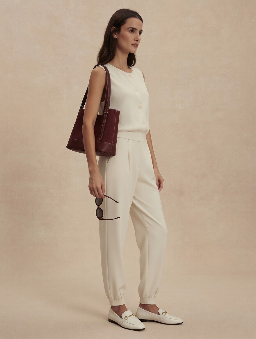 Jonesy Button Tank/Slim Cuff Pant - Pristine