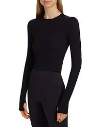 Louise LS Crop Tee - Black