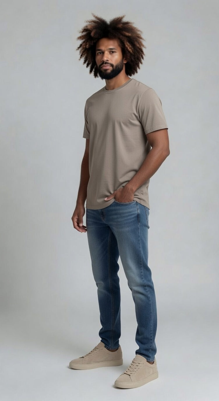 Loft Drop Cut Tee S/S - Taupe