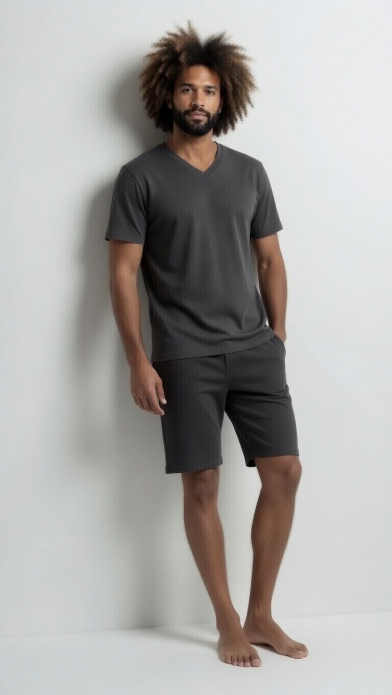 Thrive PJ Set - Grey V Neck