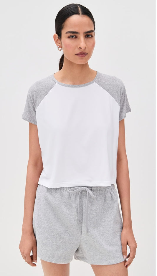 Colorblock Tee - White/Silver Mist