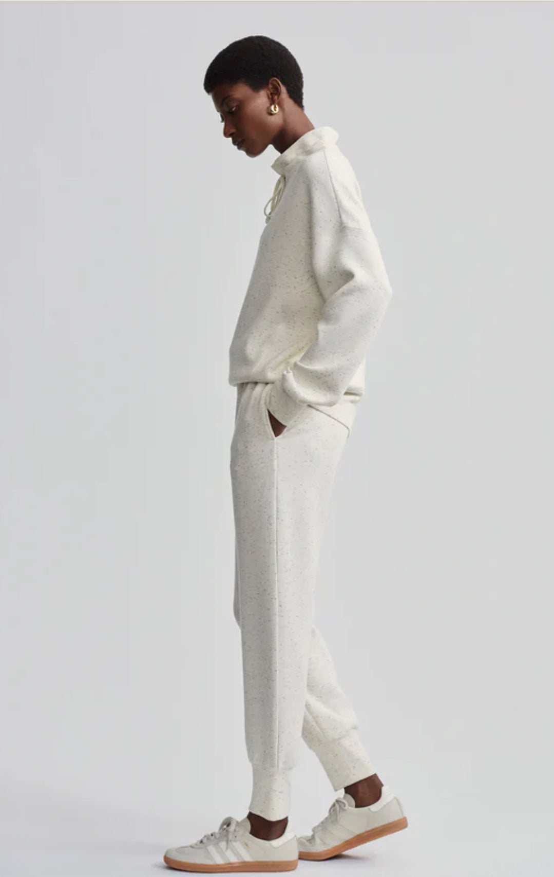 Oakdale Sweat/Slim Cuff Pant - Ivory Marble Fleck