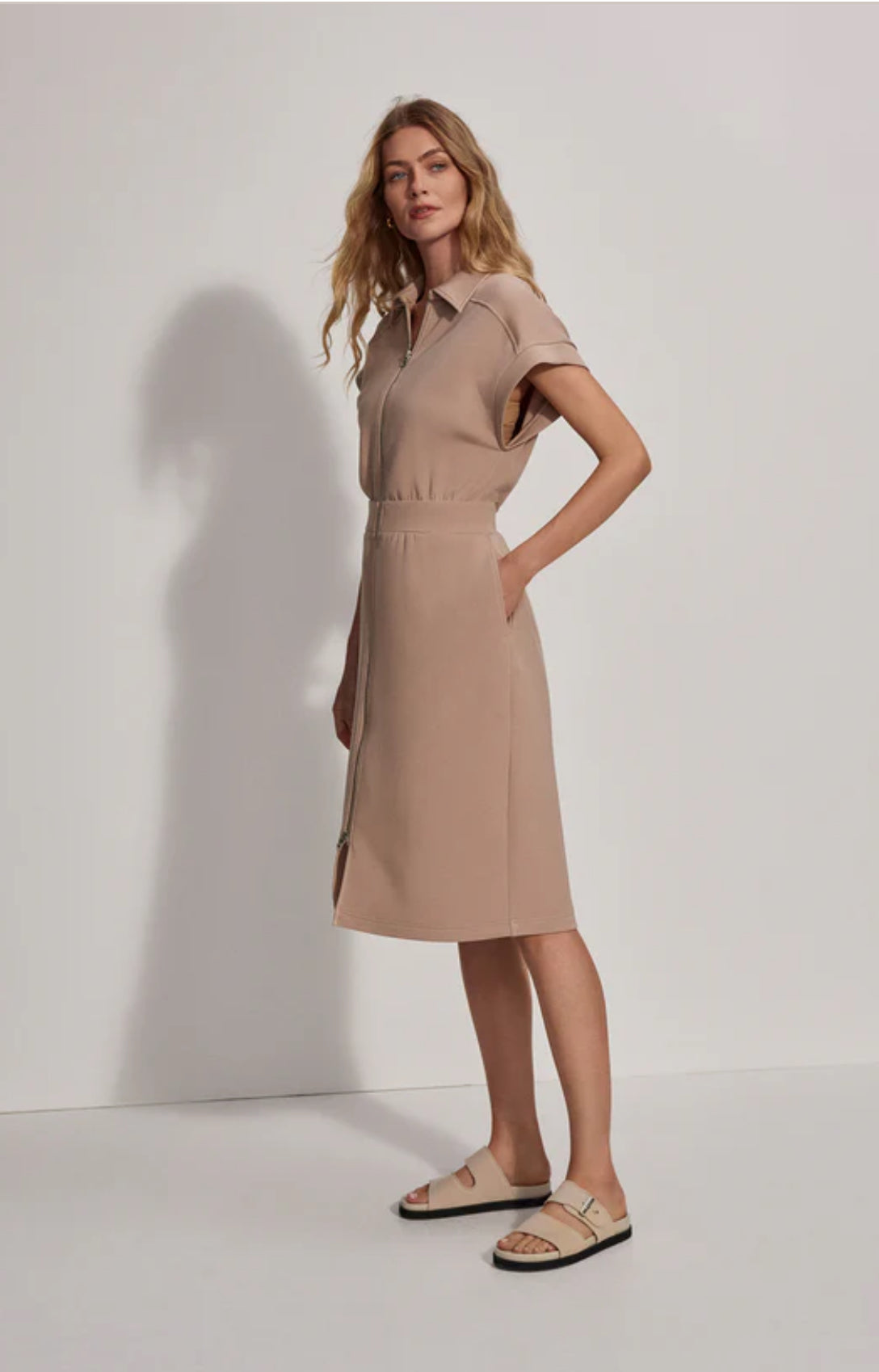 Louisa Zip Dress - Light Taupe