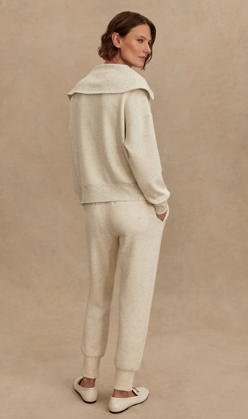 Catherine/Slim Cuff Pant - Ivory Marble Fleck