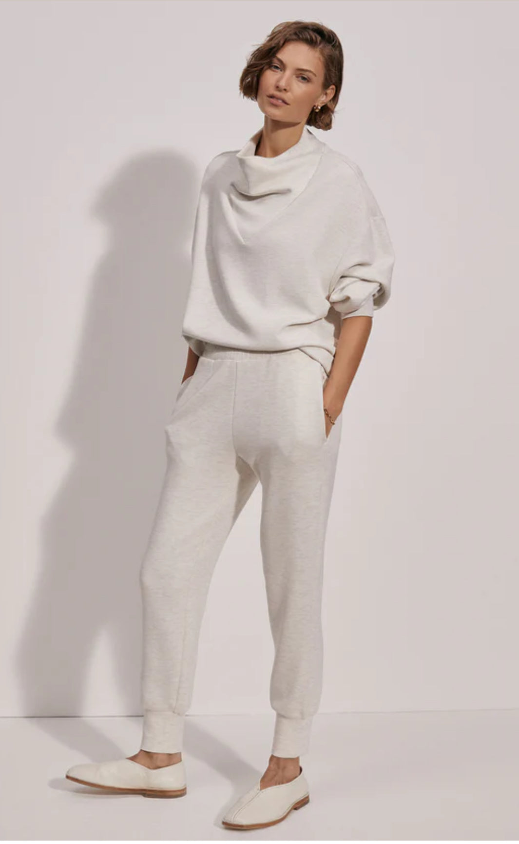 Catherine Half Zip/ Slim Cuff Pant - Ivory Marble