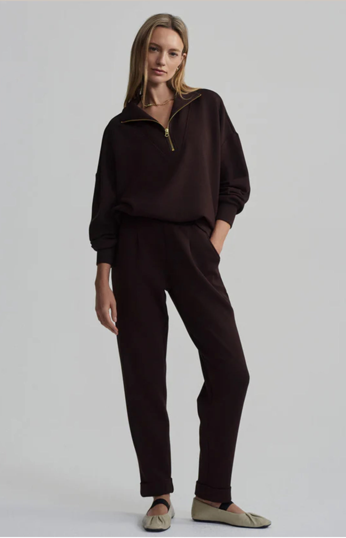 Hawley Half Zip/Slim Cuff Pant - Coffee Bean