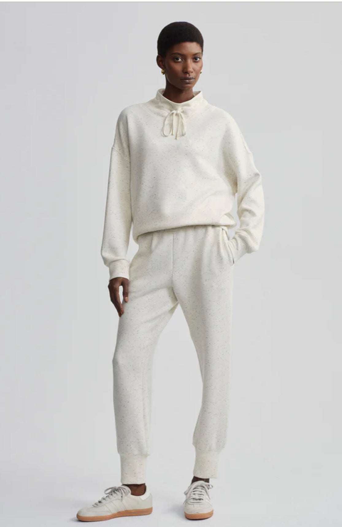 Oakdale Sweat/Slim Cuff Pant - Ivory Marble Fleck