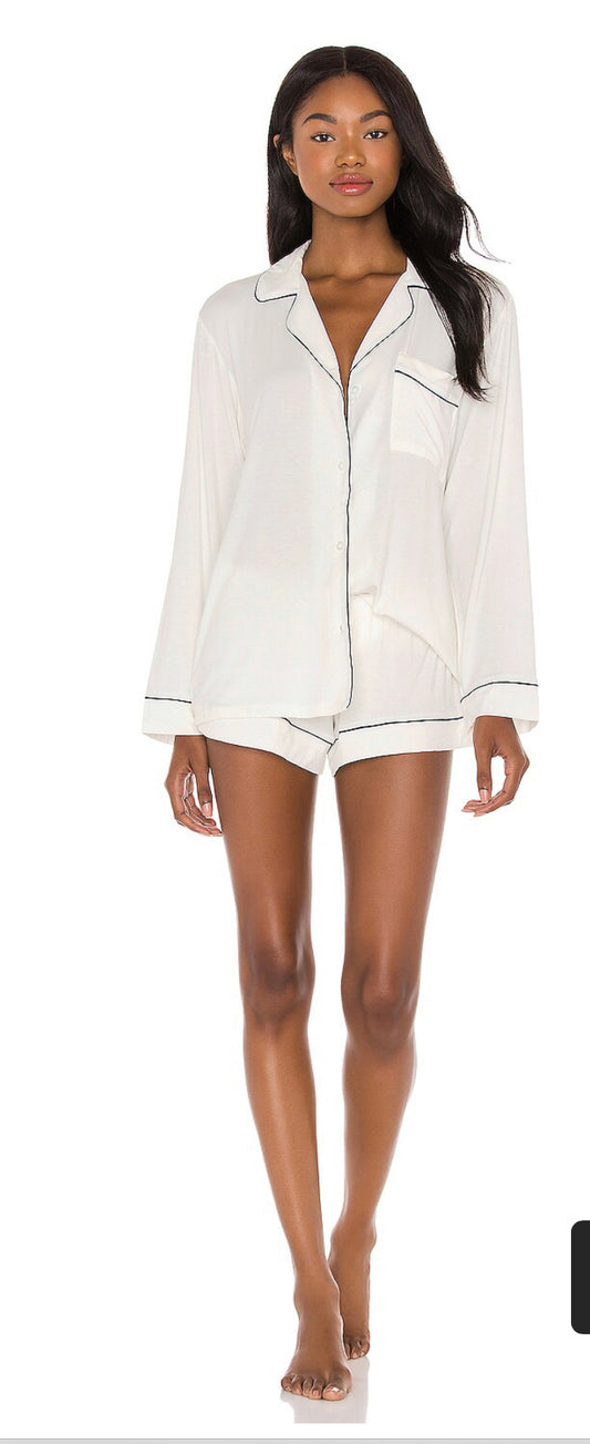 Gisele Long Slv Short PJ Set - Ivory