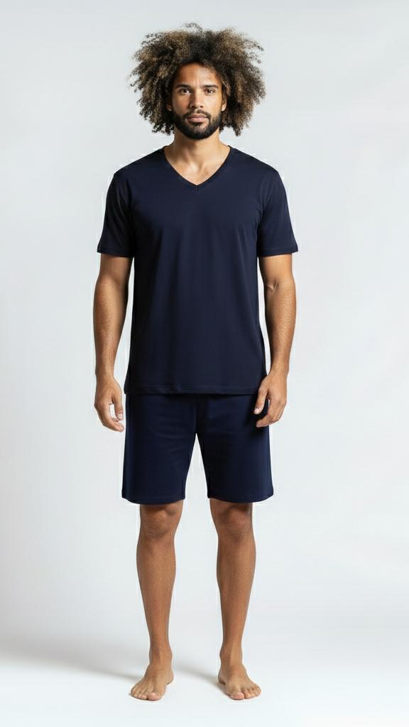 Thrive PJ Set - Navy V Neck