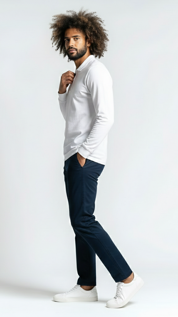 Thrive APEX L/S Polo - White