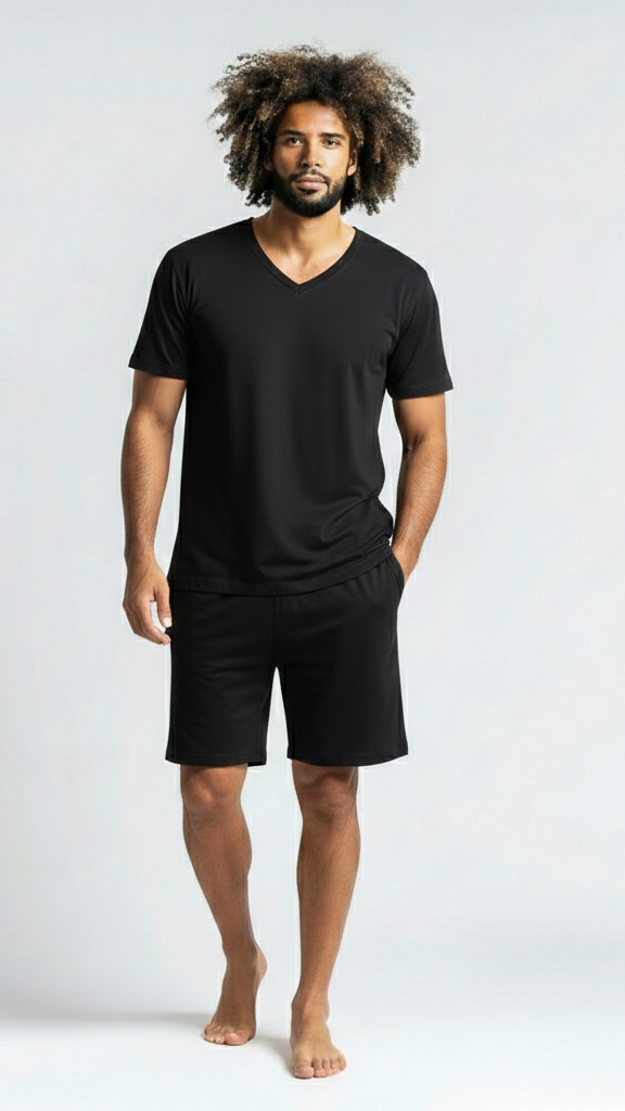 Thrive PJ Set - Black V Neck
