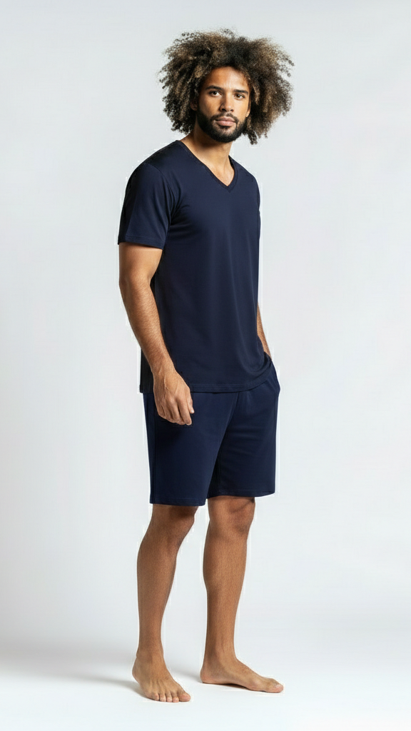 Thrive PJ Set - Navy V Neck