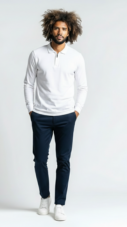 Thrive APEX L/S Polo - White
