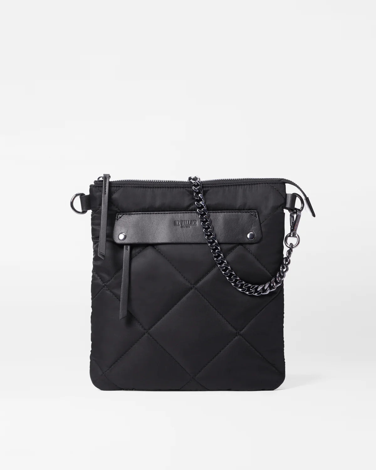 Quilted Madison Flat Crossbody - Black