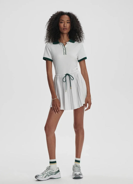Paloma Court Dress - White/Forest
