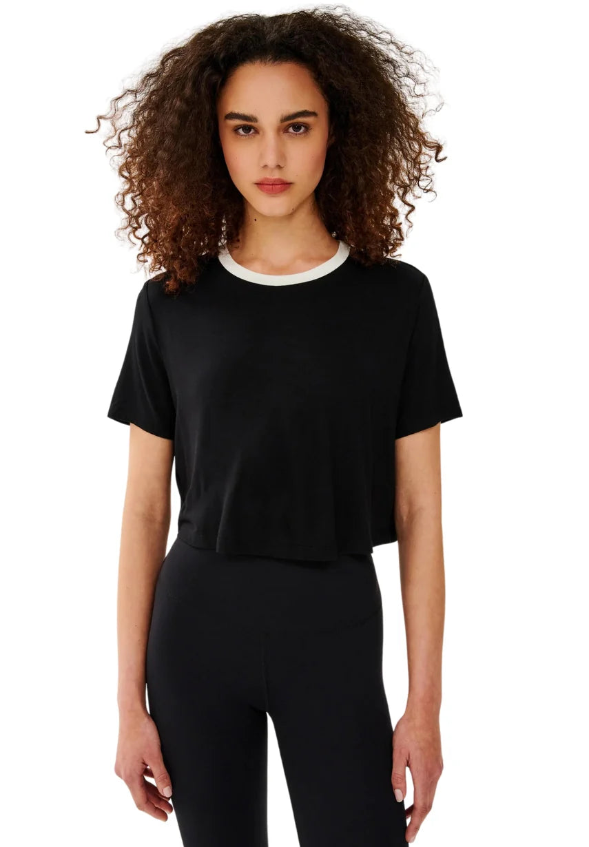 Djuna Crop Ringer - Black/White