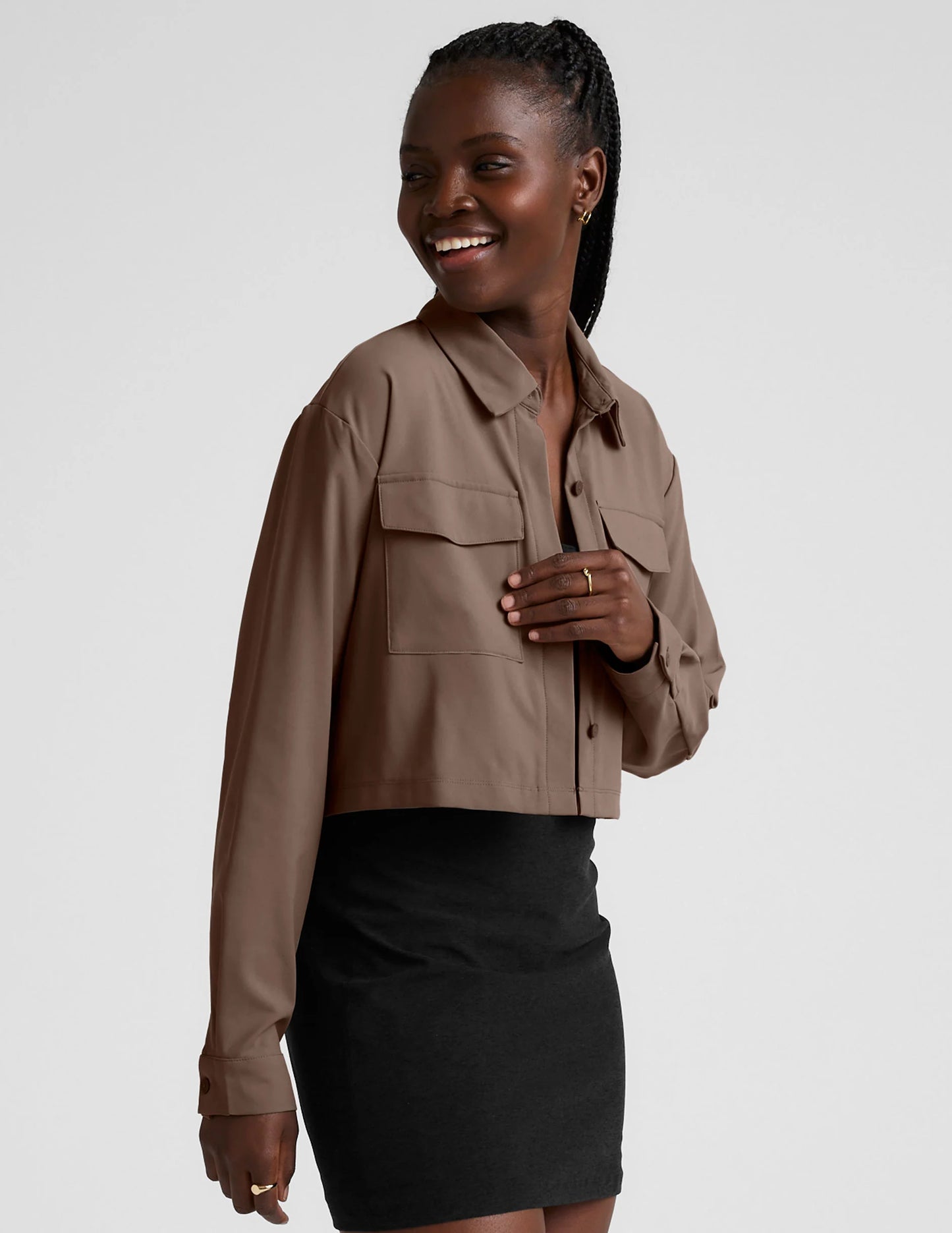 Midtown Cropped Jacket/Easy Wide Leg Pant - Khaki