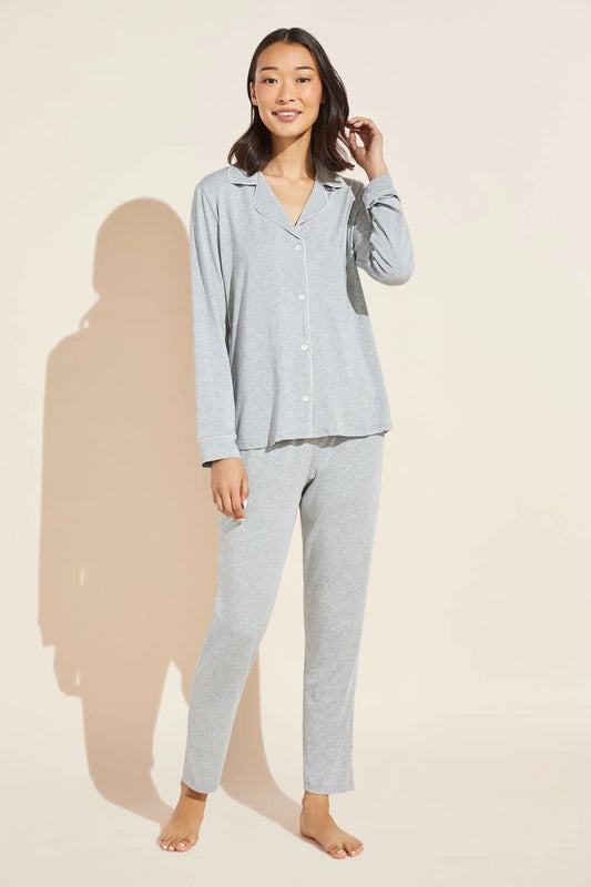 Gisele Tuxedo Slim PJ Set - Heather Grey