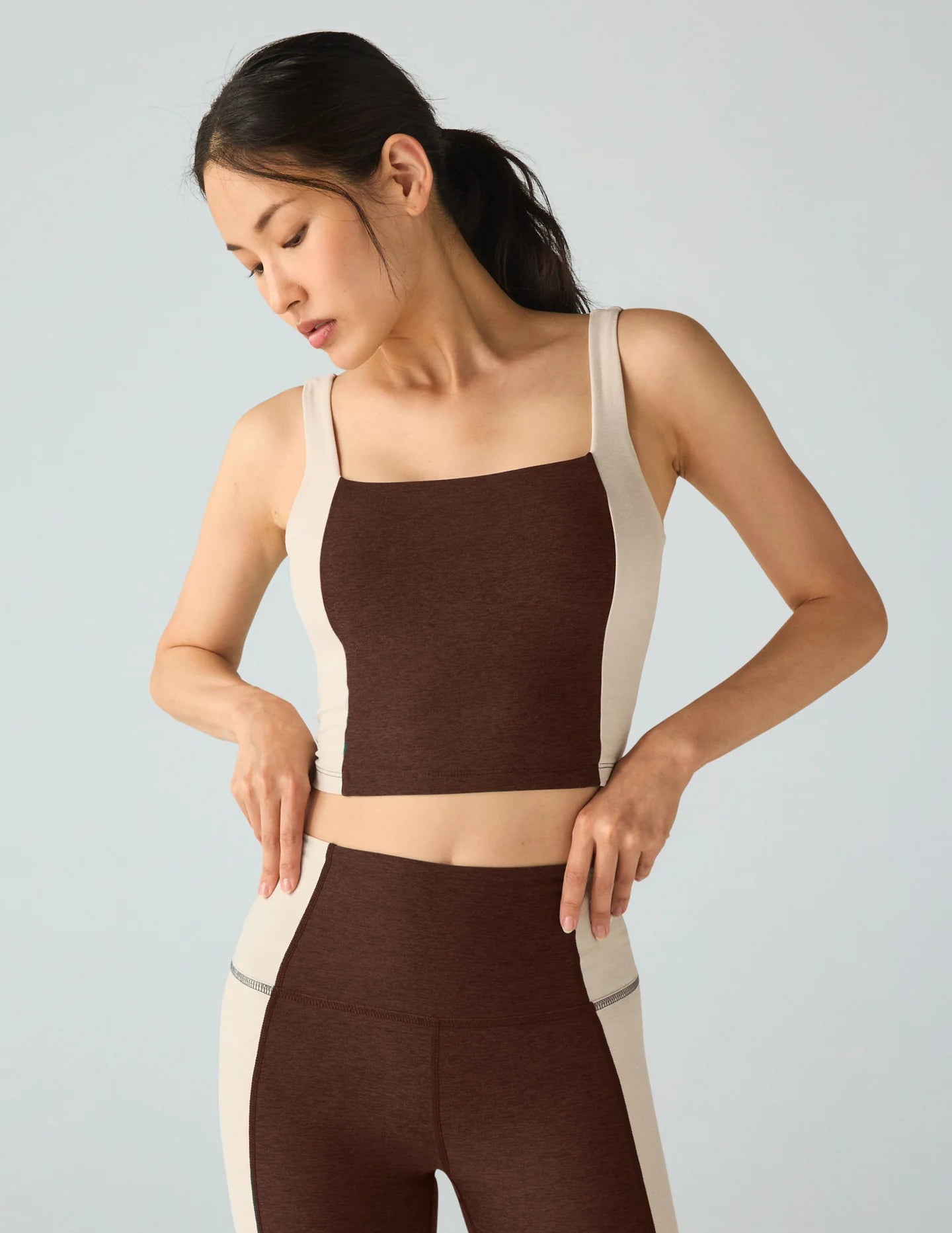 Vitality Colorblock Cropped Tank - Soft Umber/Eggshell