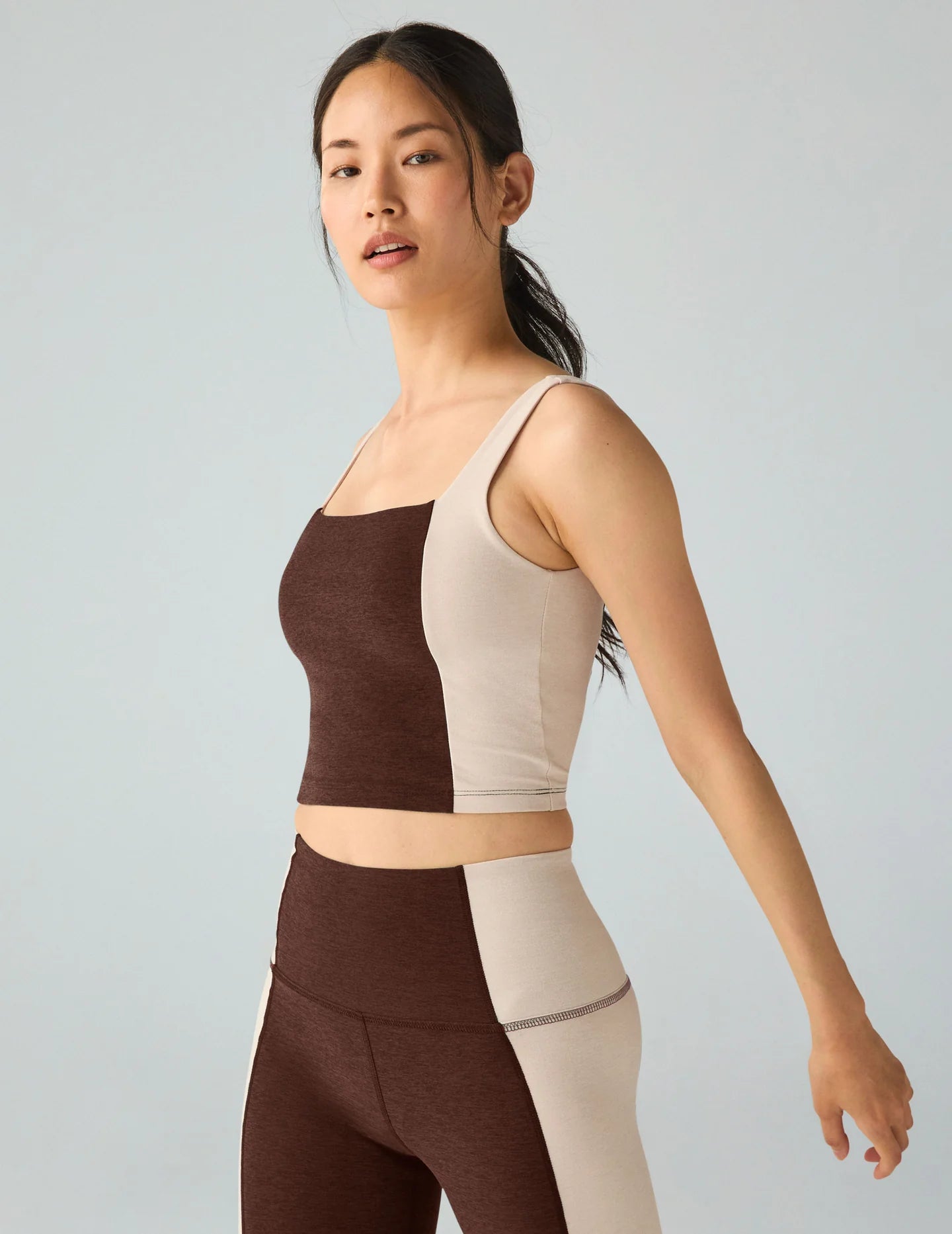 Vitality Colorblock Cropped Tank - Soft Umber/Eggshell