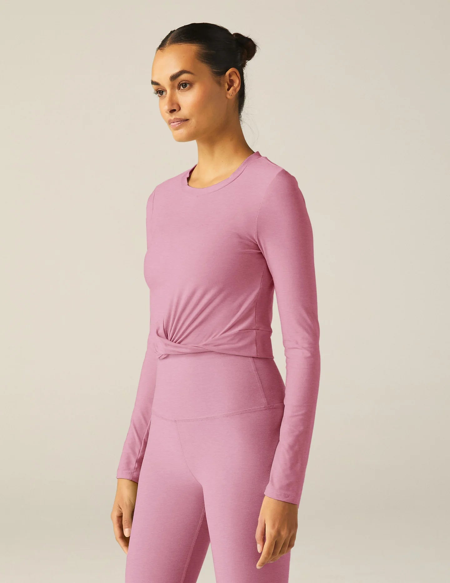 Center Stage Cropped Long Slv Pullover - Pink Haze