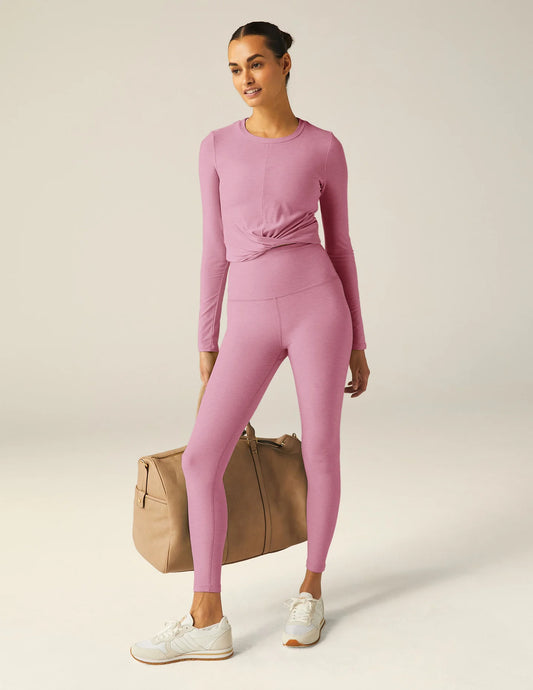 Center Stage Cropped Long Slv Pullover - Pink Haze