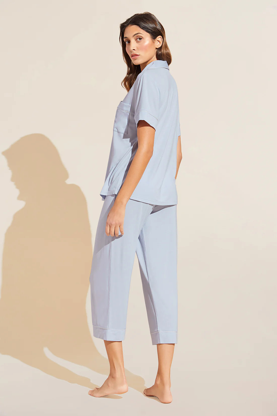 Gisele Short Slv Cropped PJ Set - Ice Blue