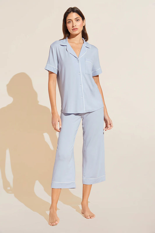 Gisele Short Slv Cropped PJ Set - Ice Blue