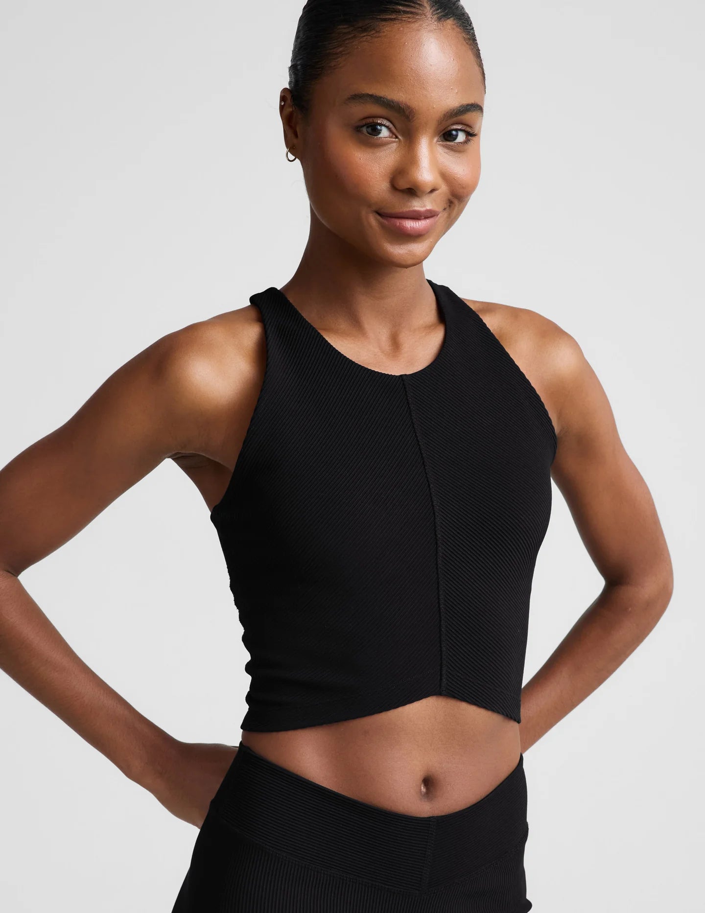 Impulse Ribbed High Neck Tank - Black