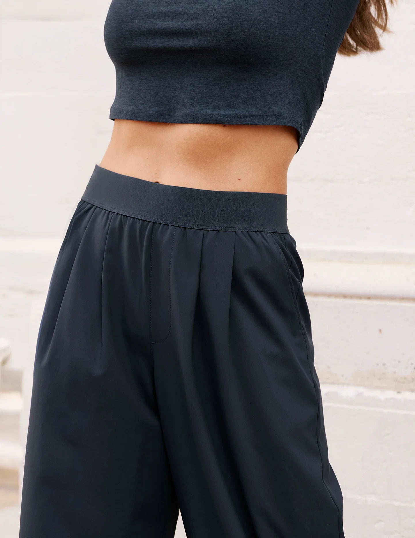 Elasticated Wide Leg Pant - Nocturnal Navy